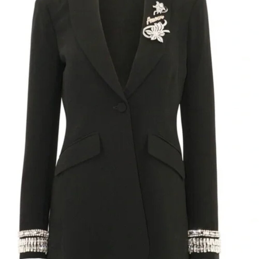 Cinq A Sept Cheyenne Embellished Black Blazer Sz 8